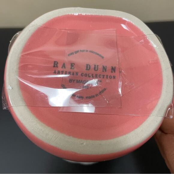 Rae Dunn Pink Sandals Season Ceramic Mug with Palm Tree Cover New in Box - Picture 4 of 6